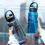 Sports Water Bottle 1.5L 2L 3L BPA-Free Tritan Leakproof with Straw and Time Markers for Gym Fitness Office School