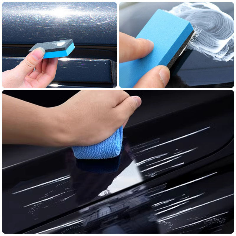 Car Paint Scratch Repair Paste with Sponge for Scratch Removal and Polishing 10x18 cm White