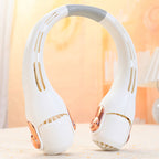 Neck Air Conditioner Fan Portable Personal Cooling 360° Rotating Quiet USB Rechargeable White Pink