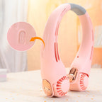 Neck Air Conditioner Fan Portable Personal Cooling 360° Rotating Quiet USB Rechargeable White Pink