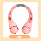 Neck Air Conditioner Fan Portable Personal Cooling 360° Rotating Quiet USB Rechargeable White Pink