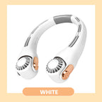 Neck Air Conditioner Fan Portable Personal Cooling 360° Rotating Quiet USB Rechargeable White Pink