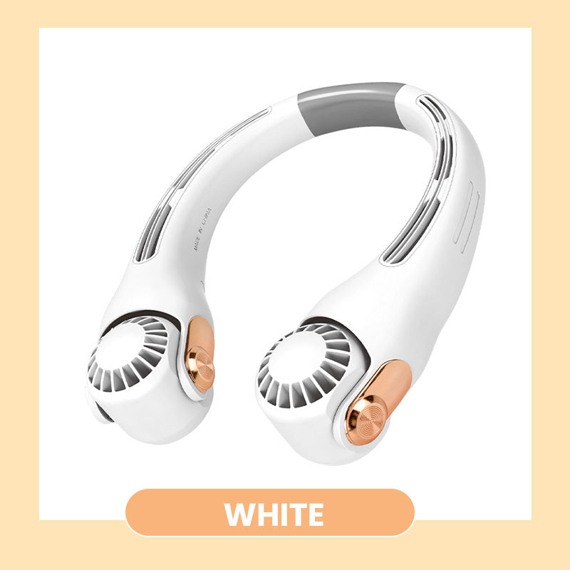 Neck Air Conditioner Fan Portable Personal Cooling 360° Rotating Quiet USB Rechargeable White Pink
