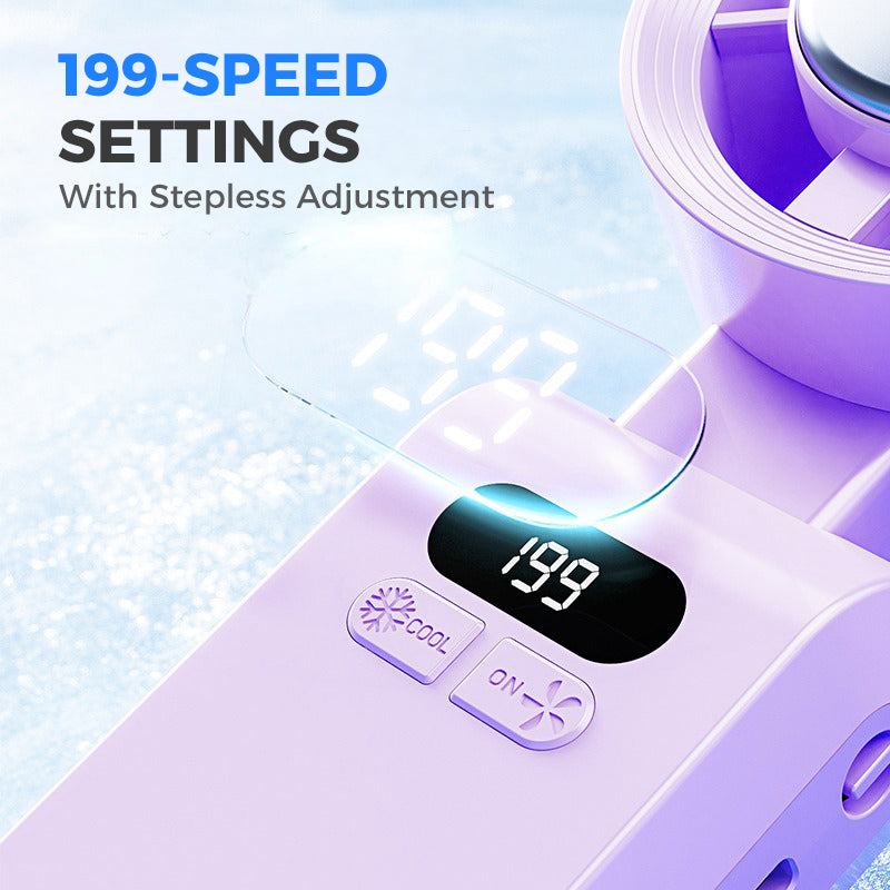 Handheld Portable Fan with Ice Cooler USB Rechargeable 3-in-1 Folding Design White Gray Pink Purple