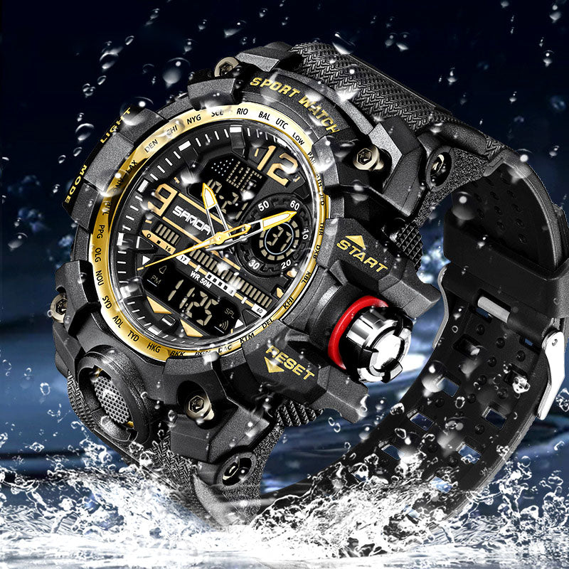 Men's Multifunction Watch with Luminous Display, Stopwatch, Timer, Alarm, Water Resistant 50m, Scratch-Resistant Acrylic Glass