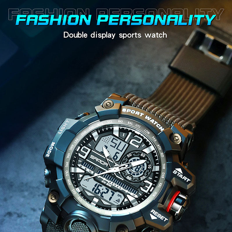 Men's Multifunction Watch with Luminous Display, Stopwatch, Timer, Alarm, Water Resistant 50m, Scratch-Resistant Acrylic Glass
