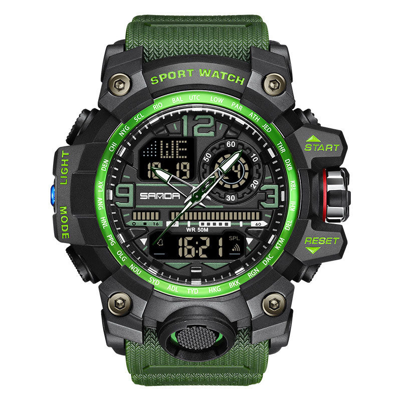 Men's Multifunction Watch with Luminous Display, Stopwatch, Timer, Alarm, Water Resistant 50m, Scratch-Resistant Acrylic Glass