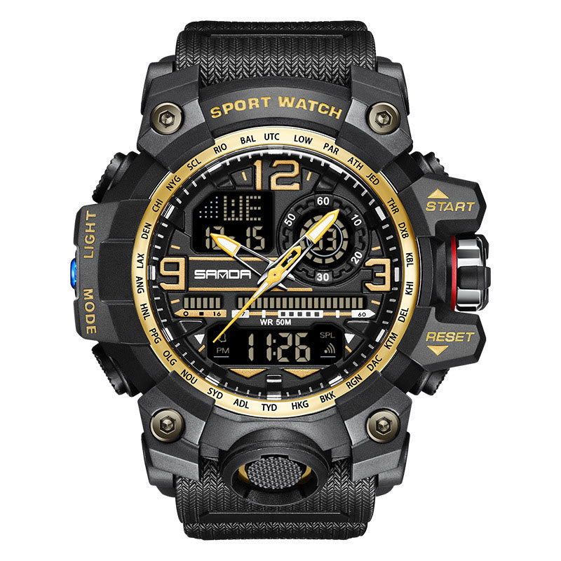Men's Multifunction Watch with Luminous Display, Stopwatch, Timer, Alarm, Water Resistant 50m, Scratch-Resistant Acrylic Glass
