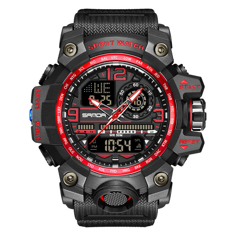 Men's Multifunction Watch with Luminous Display, Stopwatch, Timer, Alarm, Water Resistant 50m, Scratch-Resistant Acrylic Glass