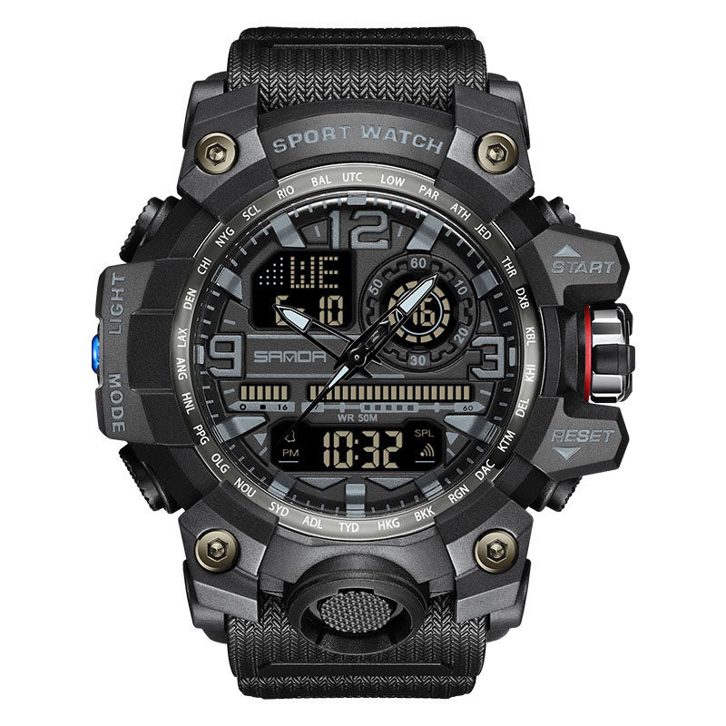 Men's Multifunction Watch with Luminous Display, Stopwatch, Timer, Alarm, Water Resistant 50m, Scratch-Resistant Acrylic Glass