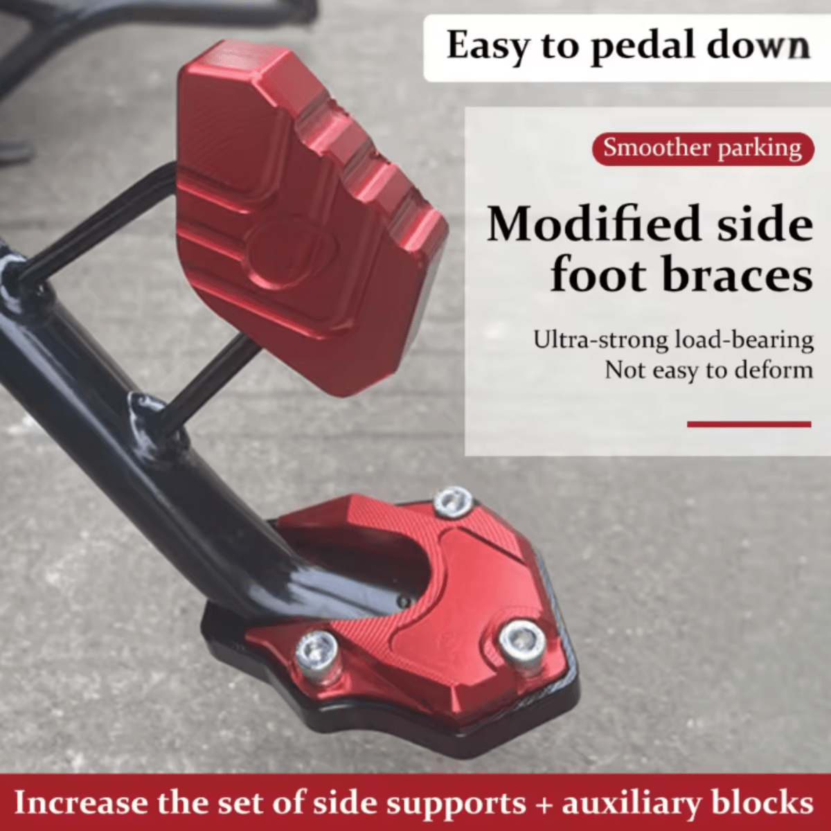 Stabiliride Aluminum Motorcycle Kickstand Pad Non-Slip Lightweight for Stable Parking on Soft Surfaces
