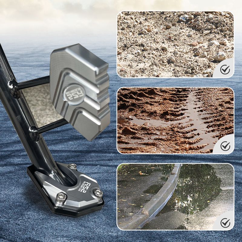 Stabiliride Aluminum Motorcycle Kickstand Pad Non-Slip Lightweight for Stable Parking on Soft Surfaces