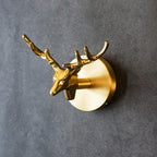 Golden Brass Wall Hooks Handmade Animal Head Design Decorative Coat Hooks for Home