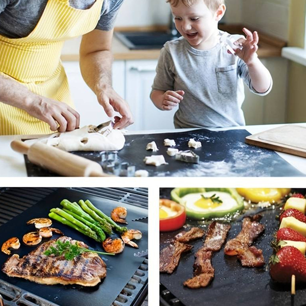 FlameGuard Non-Stick BBQ Grill Mats Set of 5 Heat-Resistant Glass Fibre Cloth Reusable