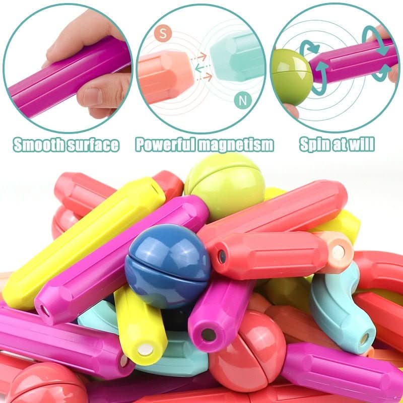 Stickcraft Magnetic Building Rods Creative Construction Toy for Kids Ages 2+ BPA-Free