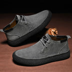 SuedeStride Genuine Suede Flat Heel Shoes with Textured Rubber Sole for All-Day Comfort and Grip