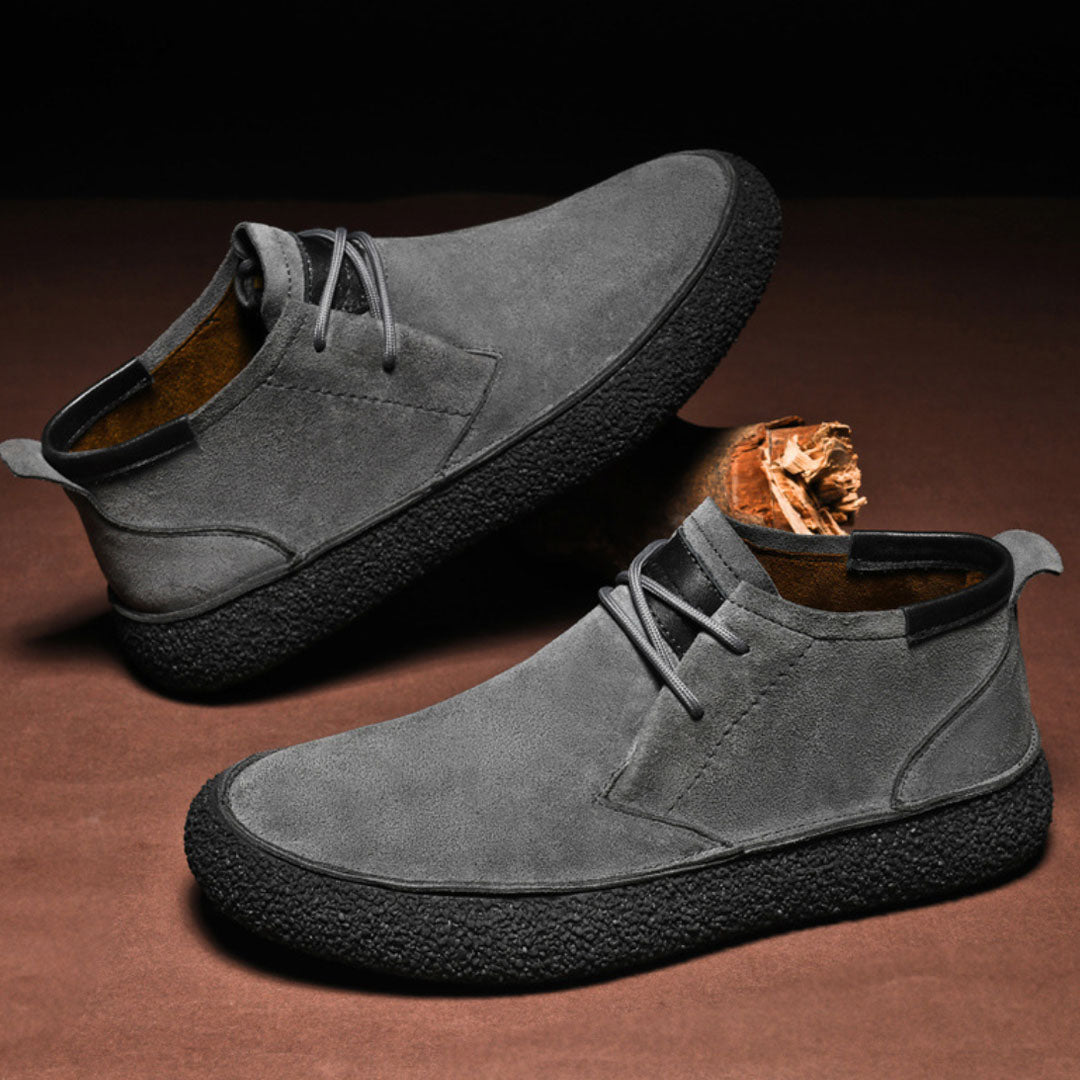 SuedeStride Genuine Suede Flat Heel Shoes with Textured Rubber Sole for All-Day Comfort and Grip