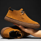 SuedeStride Genuine Suede Flat Heel Shoes with Textured Rubber Sole for All-Day Comfort and Grip