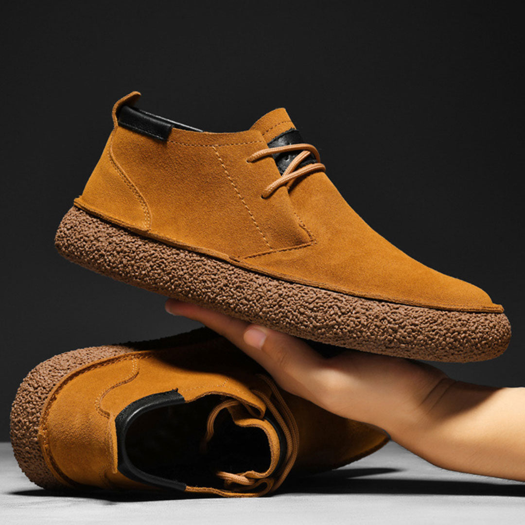 SuedeStride Genuine Suede Flat Heel Shoes with Textured Rubber Sole for All-Day Comfort and Grip