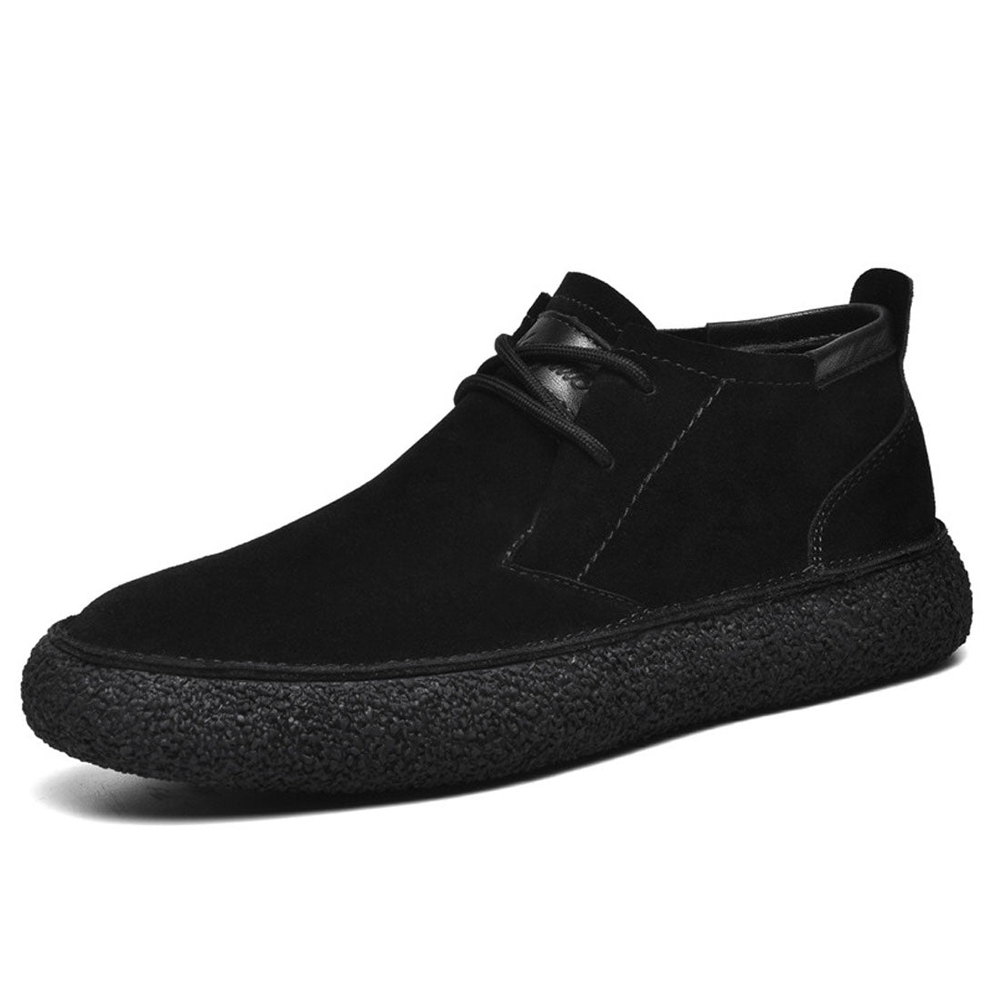 SuedeStride Genuine Suede Flat Heel Shoes with Textured Rubber Sole for All-Day Comfort and Grip