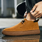 SuedeStride Genuine Suede Flat Heel Shoes with Textured Rubber Sole for All-Day Comfort and Grip