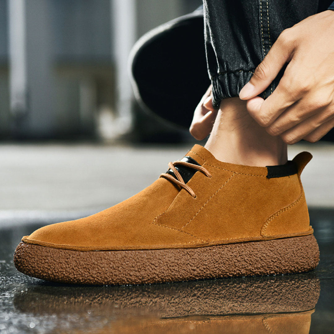 SuedeStride Genuine Suede Flat Heel Shoes with Textured Rubber Sole for All-Day Comfort and Grip