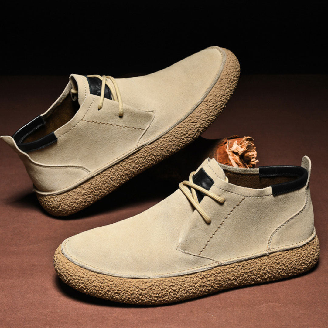 SuedeStride Genuine Suede Flat Heel Shoes with Textured Rubber Sole for All-Day Comfort and Grip