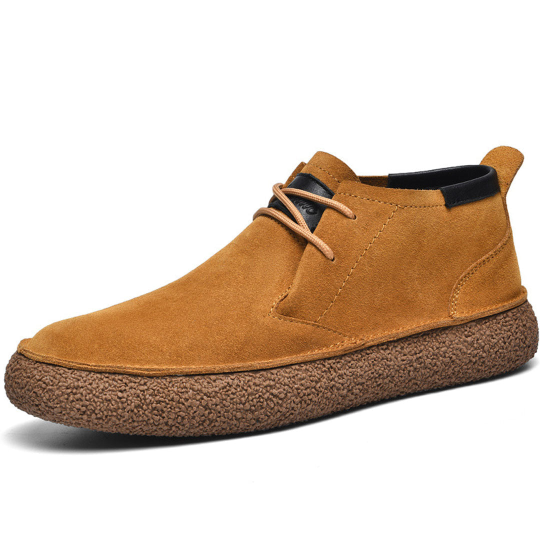 SuedeStride Genuine Suede Flat Heel Shoes with Textured Rubber Sole for All-Day Comfort and Grip