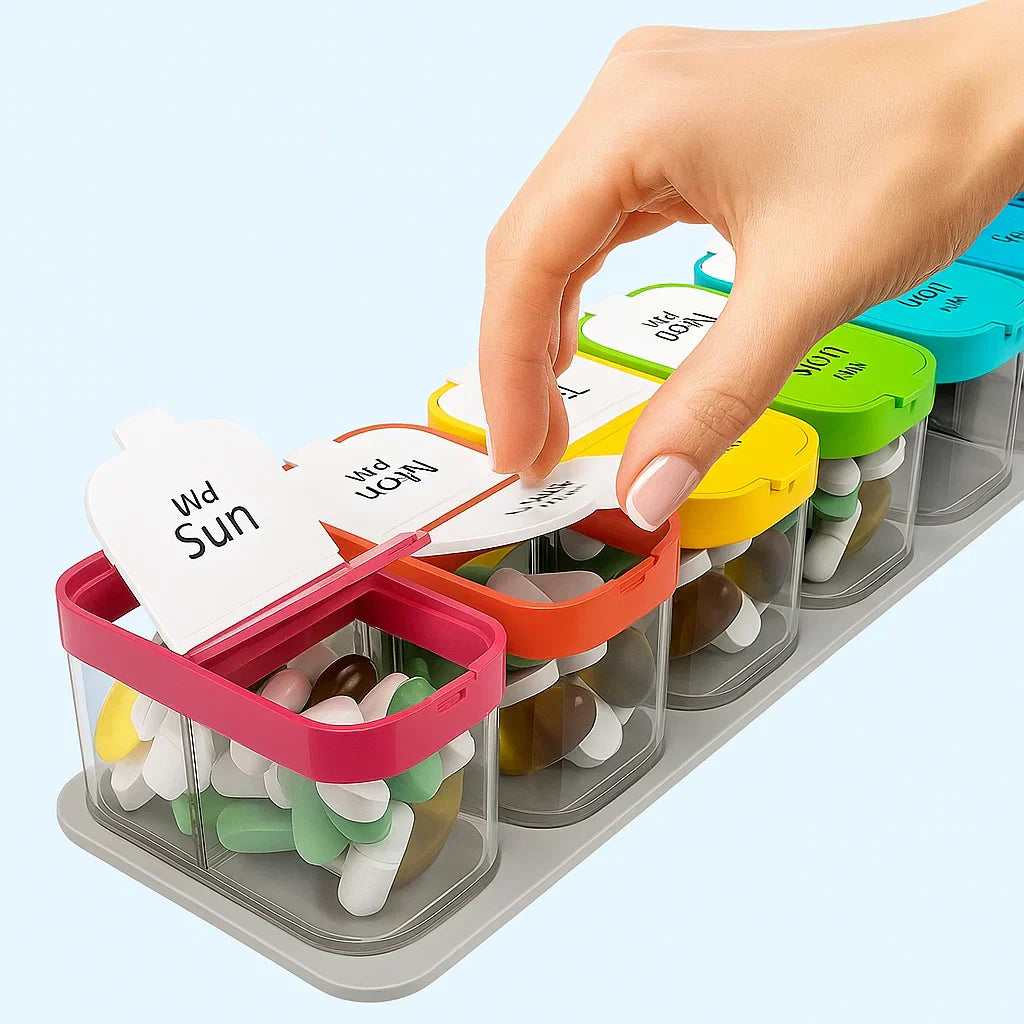 7-Day Weekly Pill Organizer Moisture-Proof BPA-Free Compartments Large Medication Case for Seniors and Caregivers