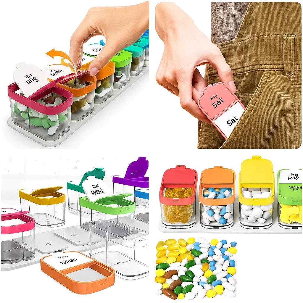 7-Day Weekly Pill Organizer Moisture-Proof BPA-Free Compartments Large Medication Case for Seniors and Caregivers