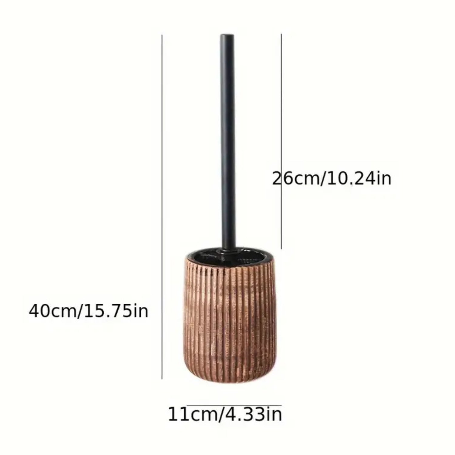 Textured Ceramic Toilet Brush Holder Set with Ribbed Design and Reusable Long-Handle Brush