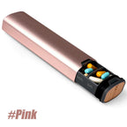 7-Day Weekly Pill Organizer Aluminum and Wood Pill Case with Secure Closure and 7 Compartments