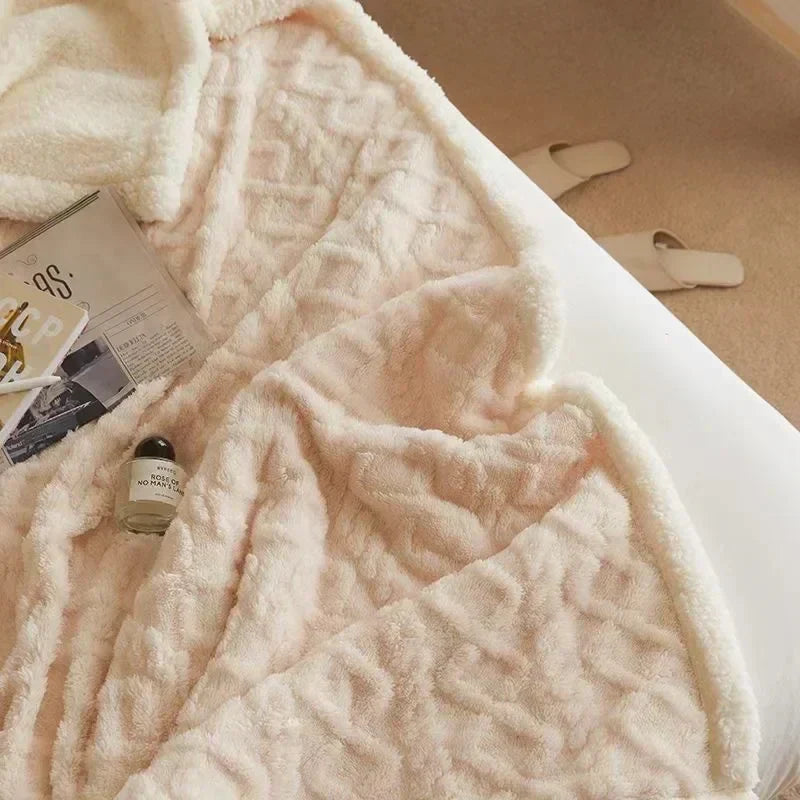 WarmWool Lambswool Blanket Reversible Plush Fleece Throw Ultra Soft Warm Winter Bedding