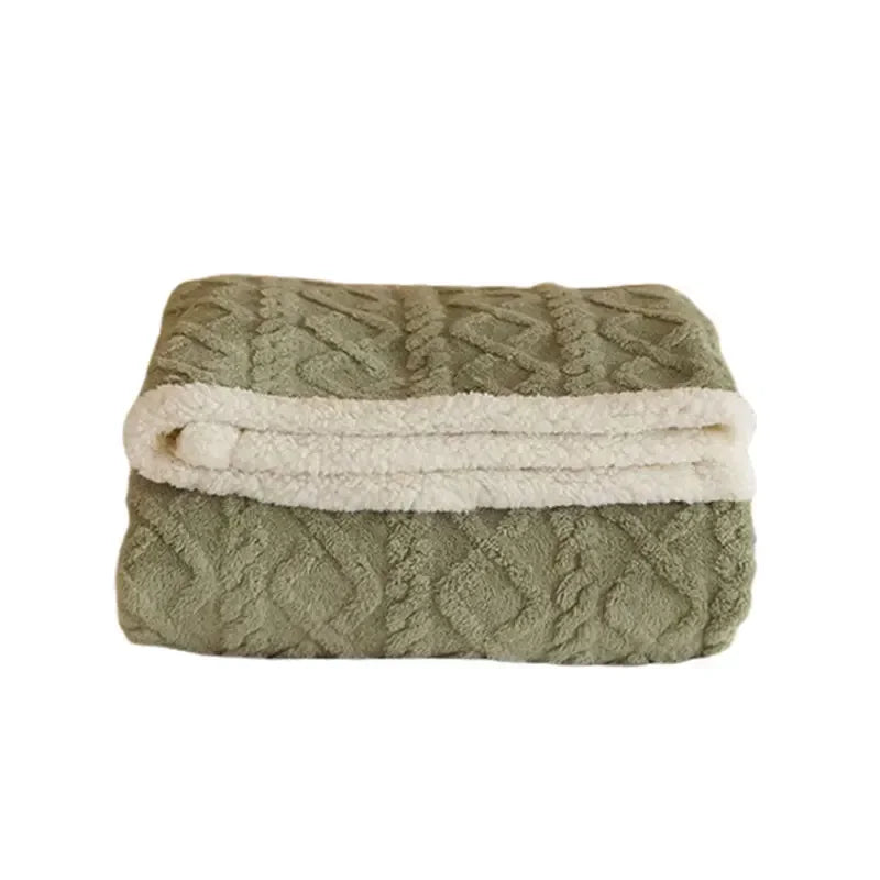 WarmWool Lambswool Blanket Reversible Plush Fleece Throw Ultra Soft Warm Winter Bedding