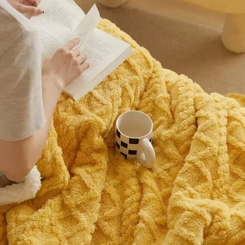 WarmWool Lambswool Blanket Reversible Plush Fleece Throw Ultra Soft Warm Winter Bedding