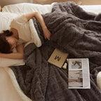 WarmWool Lambswool Blanket Reversible Plush Fleece Throw Ultra Soft Warm Winter Bedding