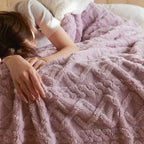 WarmWool Lambswool Blanket Reversible Plush Fleece Throw Ultra Soft Warm Winter Bedding