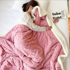WarmWool Lambswool Blanket Reversible Plush Fleece Throw Ultra Soft Warm Winter Bedding