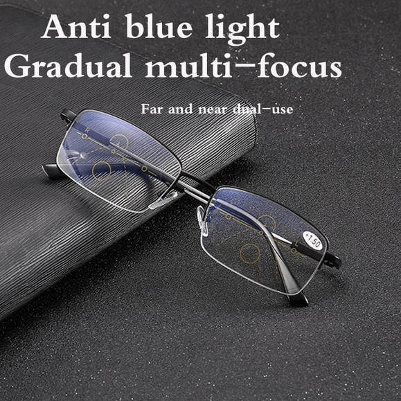 Titanium Progressive Glasses Lightweight Frame Dual Vision Distance and Near Reading Eyewear