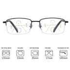 Titanium Progressive Glasses Lightweight Frame Dual Vision Distance and Near Reading Eyewear