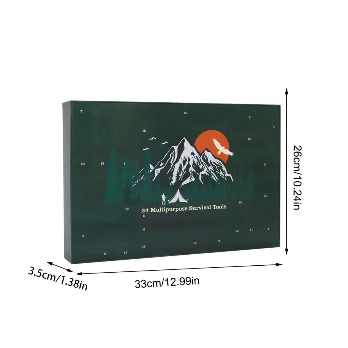 24 Day Outdoor Survival Gear Countdown Calendar with 24 Metal and ABS Camping Tools