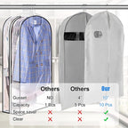 Transparent Garment Covers 6-Pack Waterproof PEVA Side Zipper Storage Bags for Suits Jackets Dresses