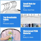 Transparent Garment Covers 6-Pack Waterproof PEVA Side Zipper Storage Bags for Suits Jackets Dresses