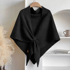Womens Triangle Knit Poncho Wrap Soft Microfiber Blend Cape in Solid Colors 73x30 Inches