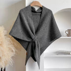Womens Triangle Knit Poncho Wrap Soft Microfiber Blend Cape in Solid Colors 73x30 Inches