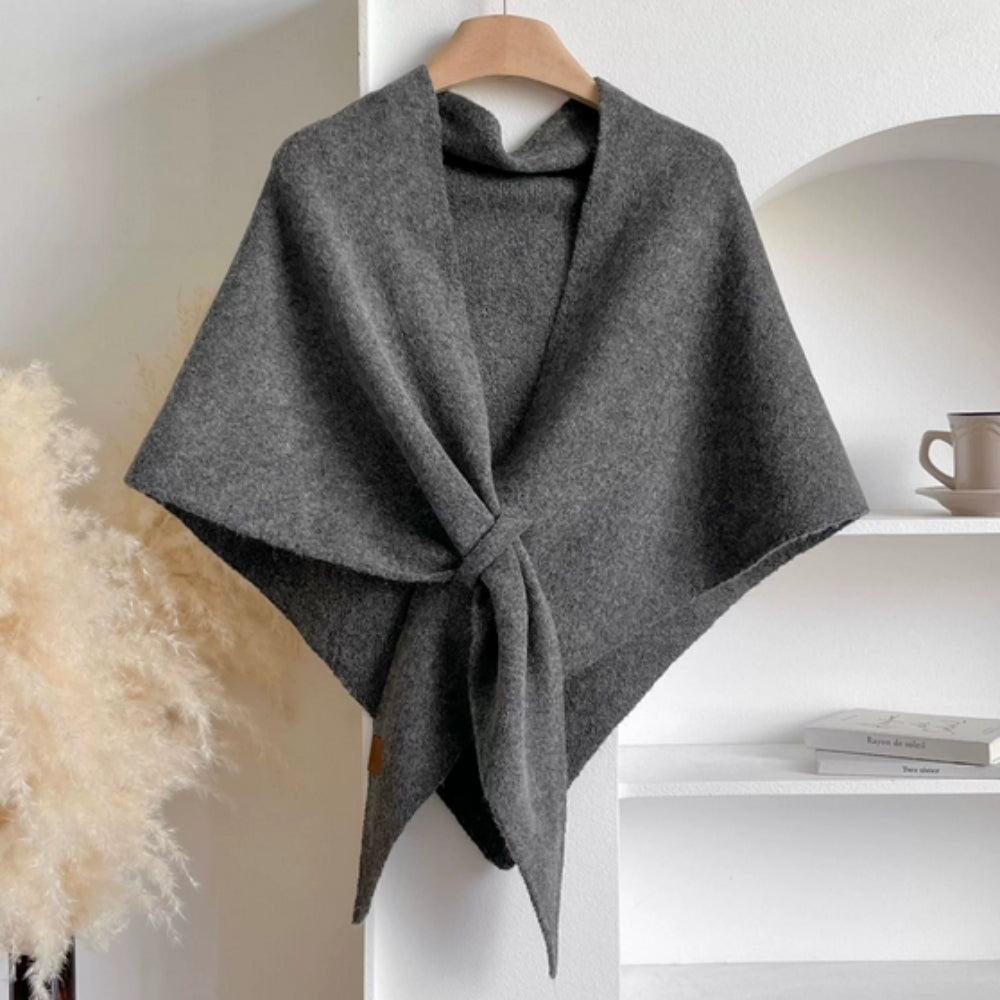 Womens Triangle Knit Poncho Wrap Soft Microfiber Blend Cape in Solid Colors 73x30 Inches