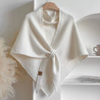 Womens Triangle Knit Poncho Wrap Soft Microfiber Blend Cape in Solid Colors 73x30 Inches