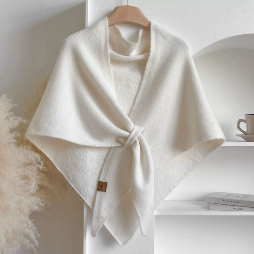 Womens Triangle Knit Poncho Wrap Soft Microfiber Blend Cape in Solid Colors 73x30 Inches