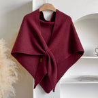 Womens Triangle Knit Poncho Wrap Soft Microfiber Blend Cape in Solid Colors 73x30 Inches