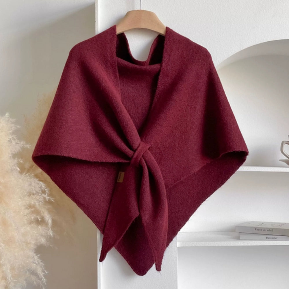 Womens Triangle Knit Poncho Wrap Soft Microfiber Blend Cape in Solid Colors 73x30 Inches